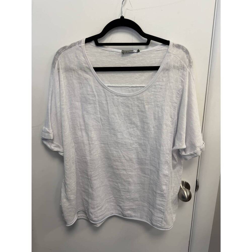 NEW PISTACHE women's short sleeve crewneck linen top in powder blue